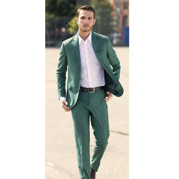 2 Piece 2024 Latest Design Green Fashion Men Suits Casual Slim Fit Notch Lapel Blazers Hombre High Quality Custom  Set Costume