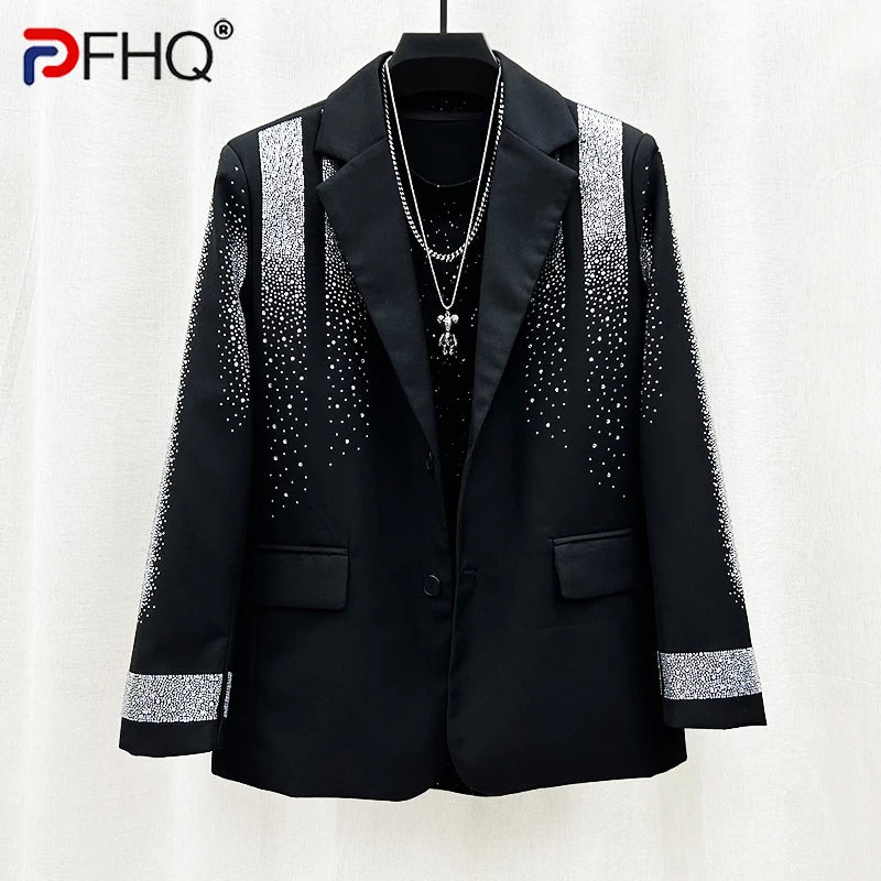 PFHQ Men's Suit Jackets Korean Temperament Blazers Heavy Industry Hot Diamond Trendy Handsome Ins Loose Cool Coat Autumn 21Z2344