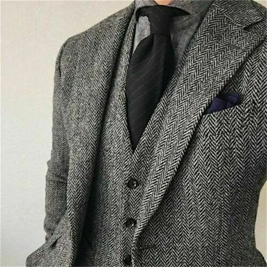 3 peças Arde de aranho de aranho de aranho de aranho de aro Tweed Tweed Tuxedo para homens personalizados feitiçaria de casca de traje masculino de maiôs retro