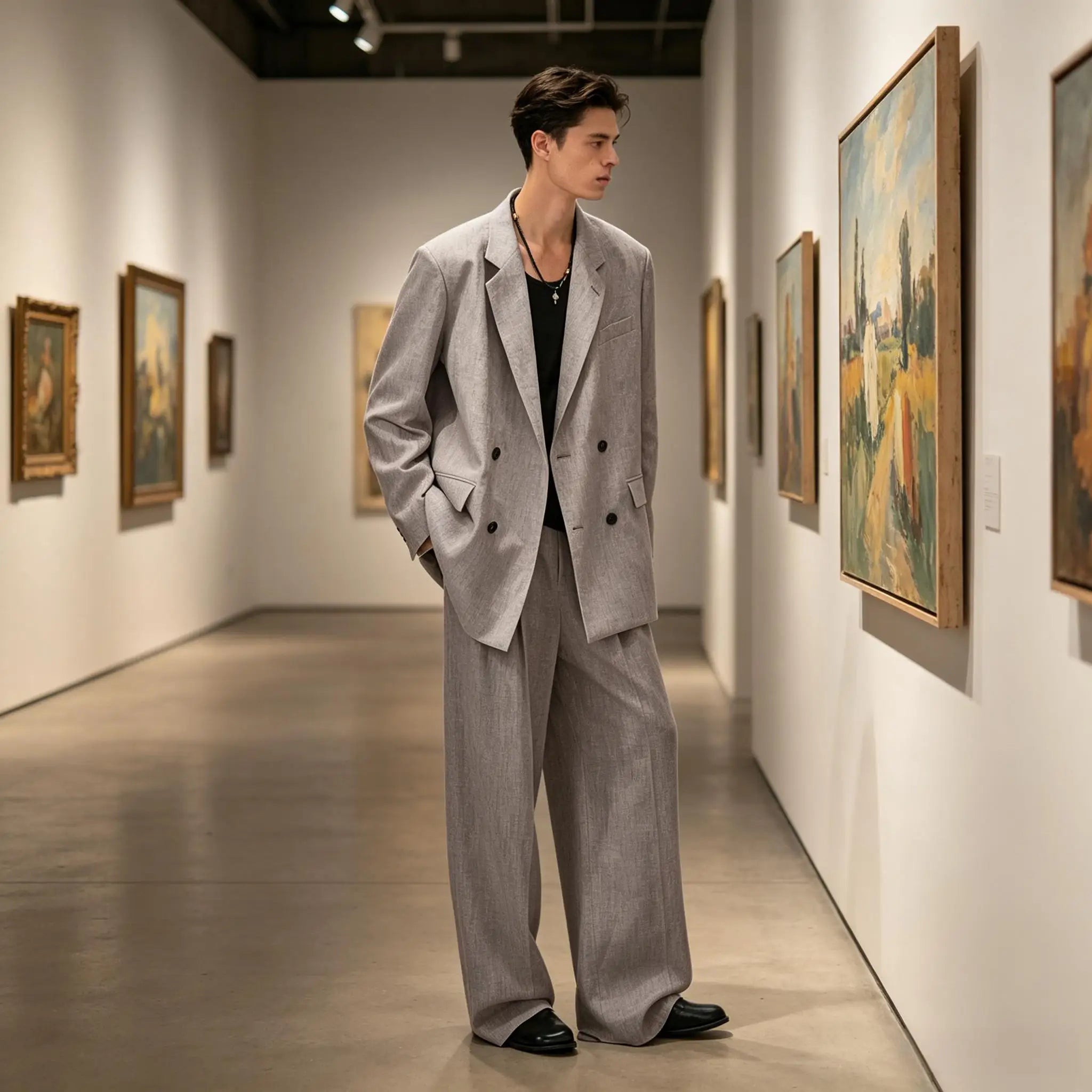 Men's Linen Suit 2-Piece Double Breasted Slim Fit Blazer Straight Leg Pants For Summer Casual Business Wedding Streetwear