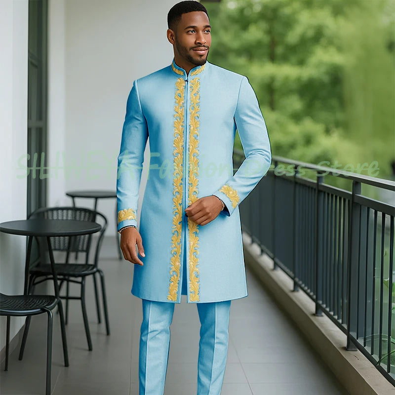 High Quality Men Retro Figure Slim Fit Tuxedo Prom Suit Fashion White Male Groom Wedding 2 Pieces Blazer Set