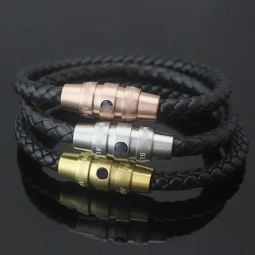 Stainless Steel Genuine Leather Bracelet, Titanium Steel Stainless Steel Decoration, Men's Leather Rope Bracelet
