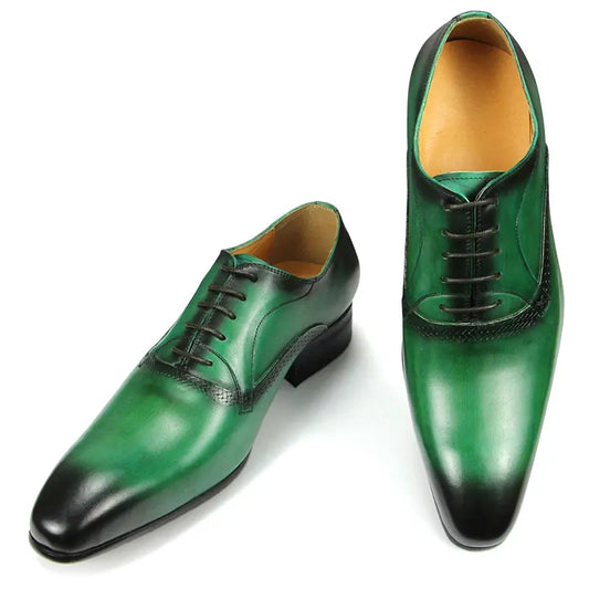 Black Green New Dress Men Shoes Exquisite Lace-up Designer Party Office Oxfords Pointed Toe Big Size 2023 Spring/Autumn