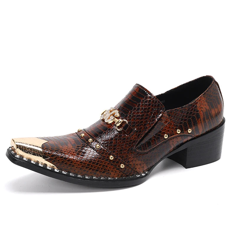 Pointed Metal Men's Leather Shoes  Formal Wear  Rivet Covers Casual Shoes  Party Odor Proof Feet  Wedding Banquet  Oxford Shoes