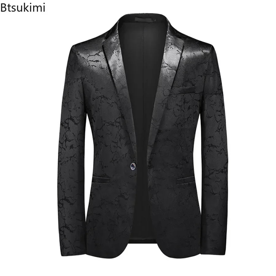Plus Size Men's Suits Jacket Luxury Jacquard Designer Blazer Business Casual Coats Men Wedding Party Slim Tuxedo Dress Suit Tops