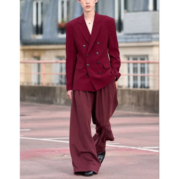 Loose Casual Men's Suit Double Breasted Daily Work Commute Social Party 2 Pieces Jacket Pants Blazer Set