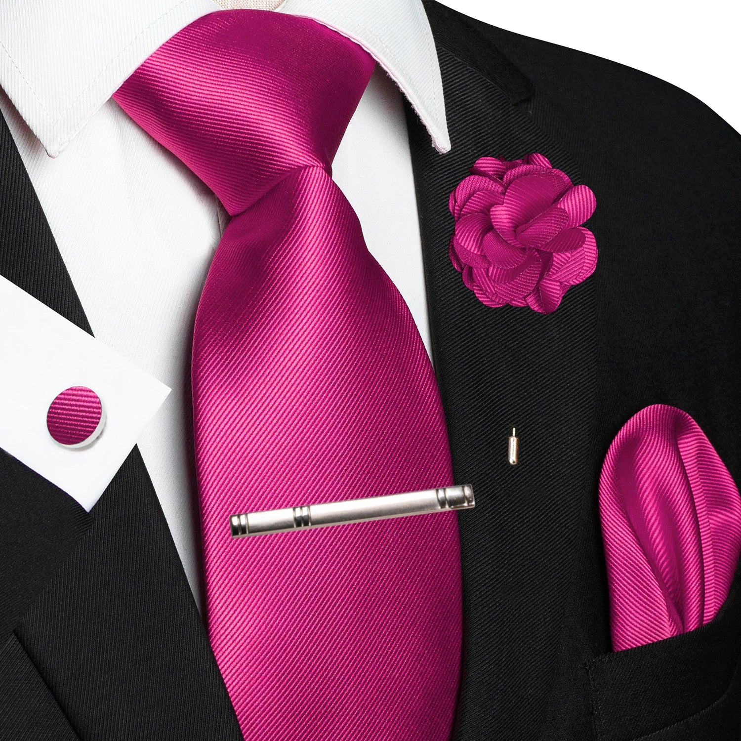 JEMYGINS Blue Solid Wedding Tie For Men Handky Cufflink Brooch Gift Mens Elegant Necktie Fashion Business Party Dropshiping