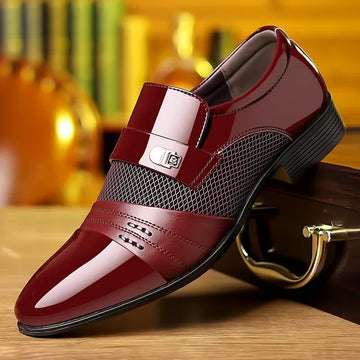 Classic Business Dress Men Shoes Red Men Oxford Shoes Wedding Casual Party Shoe for Men Loafers Colorblock Men's Leather Shoes