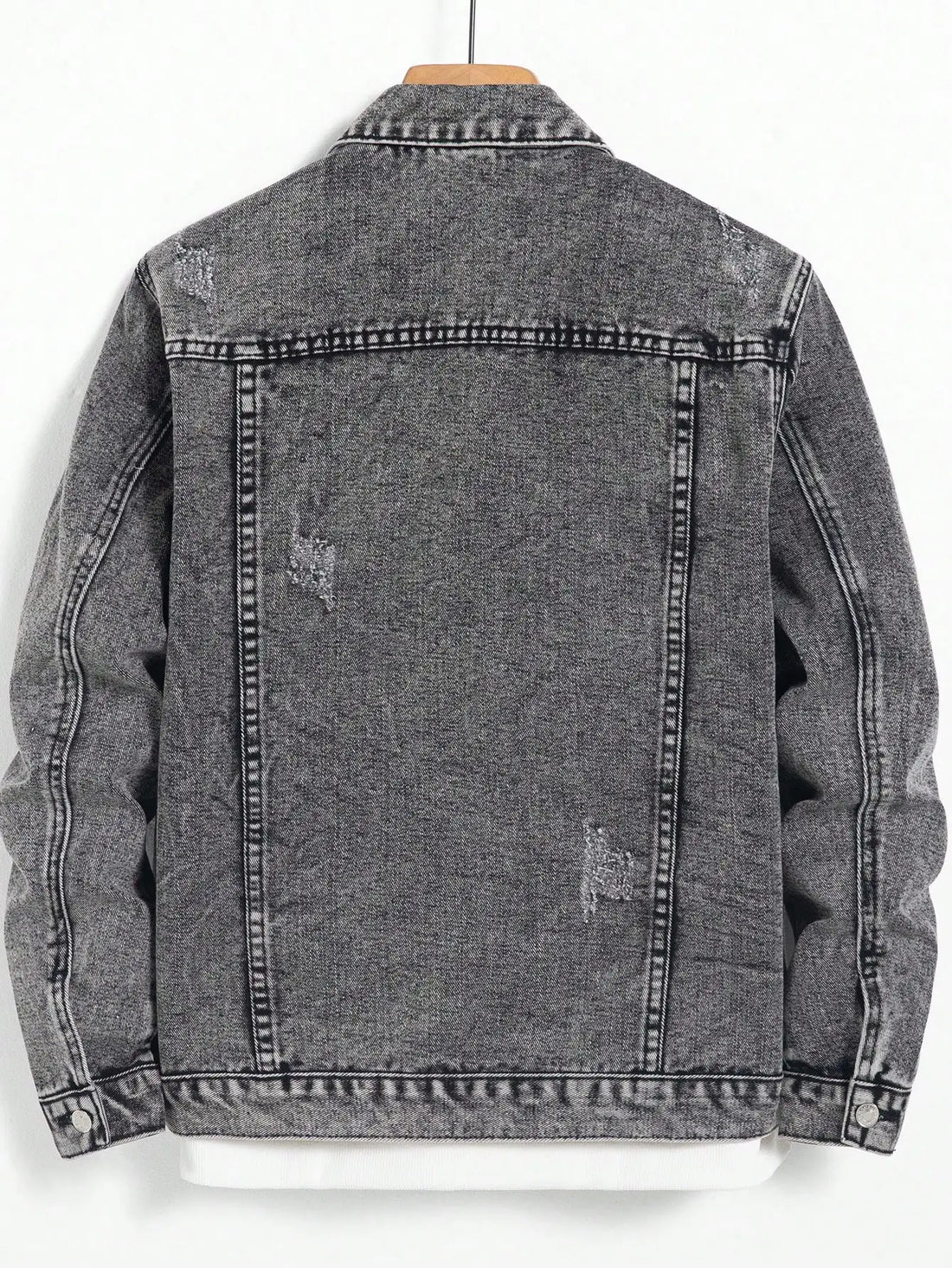 Men's denim jacket for spring and autumn. Dark gray denim coat. Retro, trendy and fashionable. For daily casual wear.
