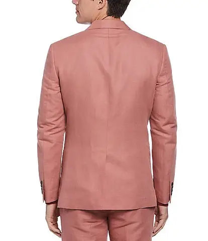 Lin gris rose vif intelligent des hommes décontractés et veste d'été Prom élégant Blazer sets slim fit 2 pièces de marié smoking costume homme