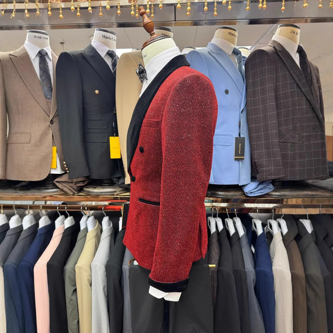 Classic solid color Men's Suit set For Wedding Dress Elegant Single Breasted Jacket Pants For Business Men Groomsmen