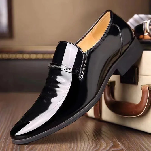 Luxury Business Oxford Leather Shoes Men Breathable Patent Leather Formal Shoes Plus Size Man Office Wedding Flats Male Black