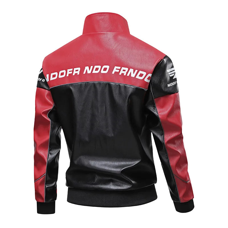 Autumn and Winter New Men's Leather Jacket Fashion Printed Motorcycle Coat