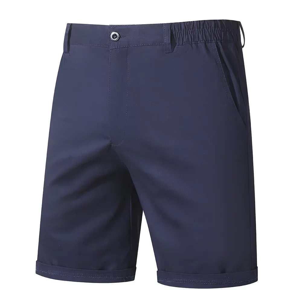 Men's Khaki Shorts Half Elastic Waist Breathable Lightweight Wrinkle Resistant Comfort Cotton Blend Casual Shorts For Beach