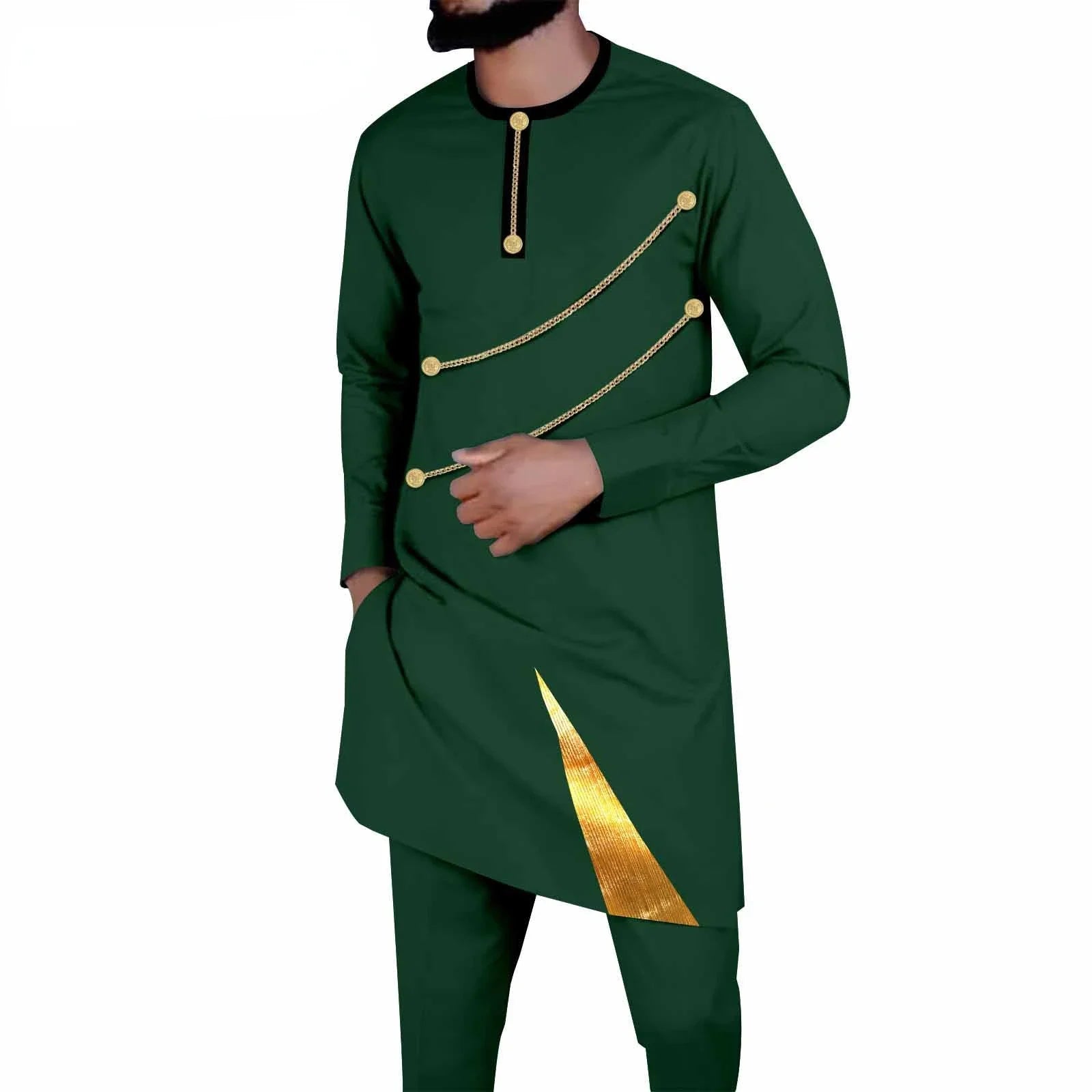 Explosive African Ethnic Solid Color Men's Casual Suit Top + Pants Ropa Hombre  Roupas Maculinas T Shirt for Men  Suits for Men