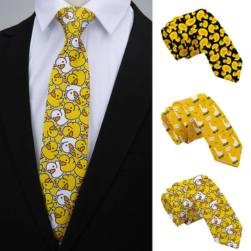 Cartoon Duck Print Ministica maschile Casualizza casual 8 cm giallo cravatta da uomo accessori unici per feste di matrimonio regali di business