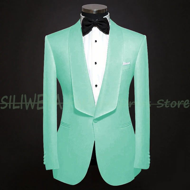 Single Breasted Men's Suit 2 Pieces Jacket Pants High Quality Male Clothing Dinner Party Tuxedo Customized