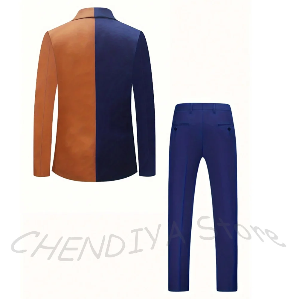 Elegant Shawl Lapel Formal Suit For Men Double Button Contrast Color Fashion Clothes Set Two Pieces Wedding Suit Customized