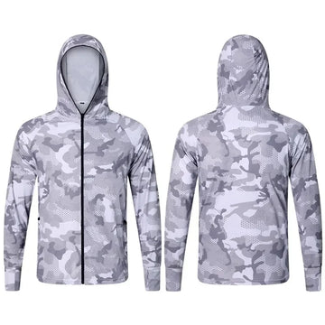 Mens Sunscreen Breathable Windbreaker Jacket Quick Dry Thin Camouflage Hooded Fishing Hunting Clothes Casual Zip Long Sleeve