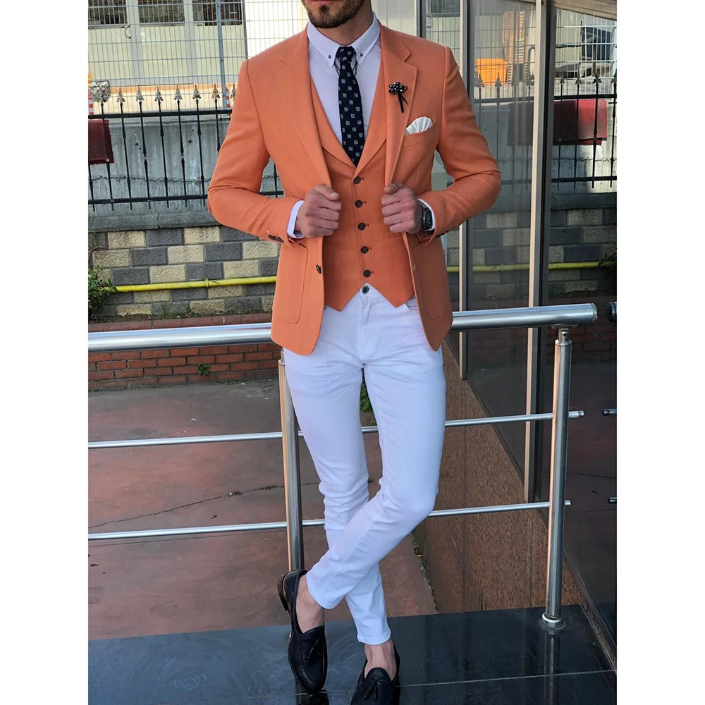 3 Pieces Men Suit Jacket Pants Vest Wedding Groom Tuxedo Casual Business Slim Fit Boutique Male Blazer Set