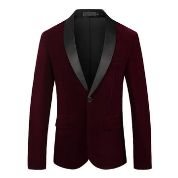 Velvet Blazer Wedding Men Black Shawl Lapel Casual Suit One Button Jacket Formal Male Fashion Party Suit Only One Coat