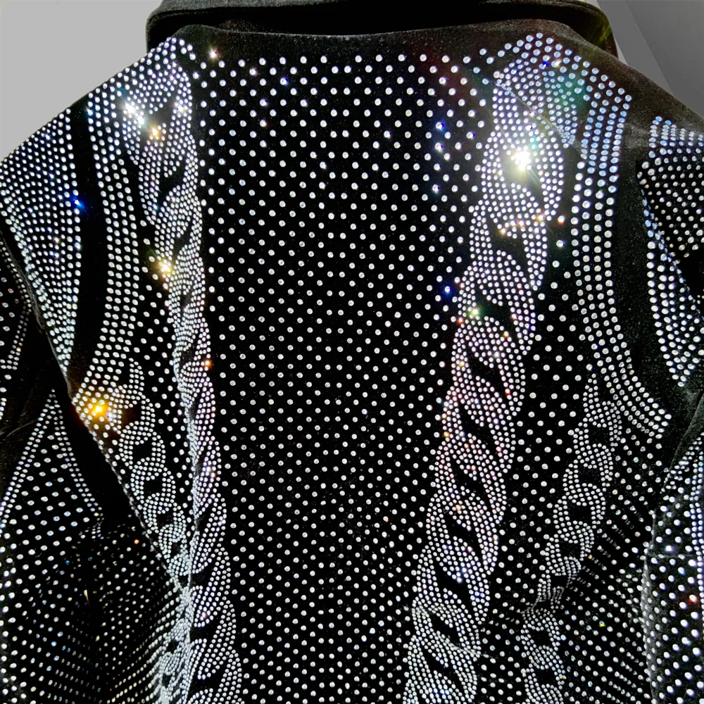 Diamond Rhinestones Jacket Men Top Quality Luxury Hot Drill Punk Club Outfit Jacket Autumn Black Jacket Coat Jaqueta Bomber
