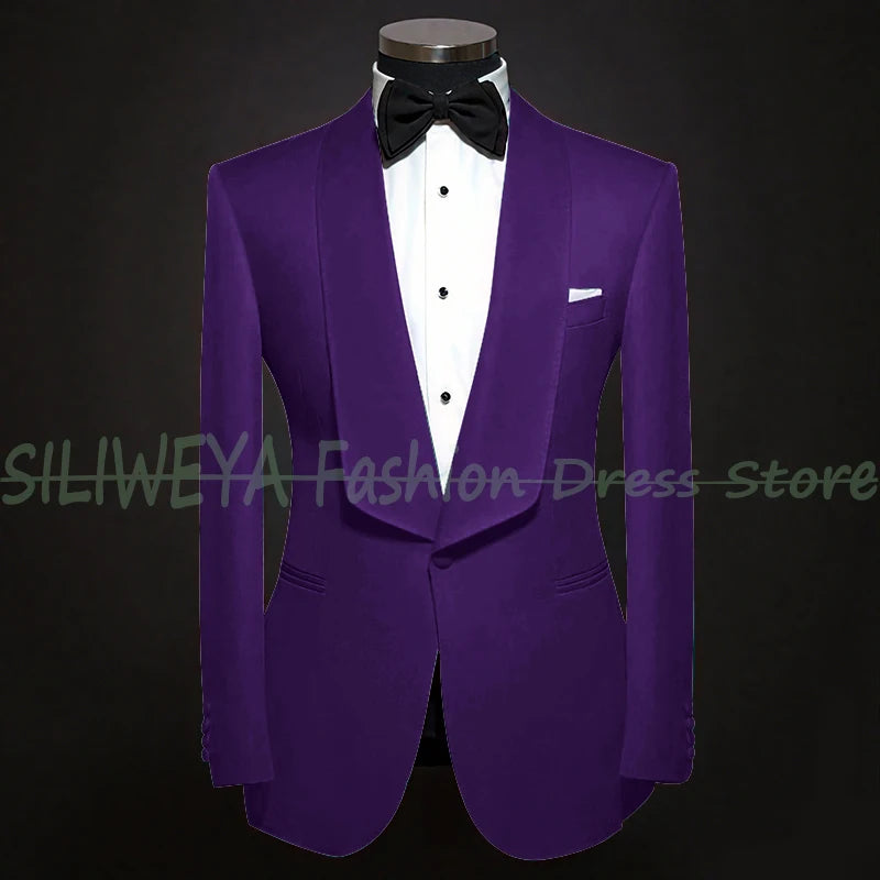 Single Breasted Men's Suit 2 Pieces Jacket Pants High Quality Male Clothing Dinner Party Tuxedo Customized