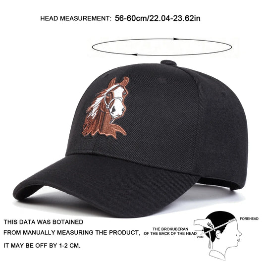 Unisex Horse Embroidery  Baseball Caps Spring Autumn Outdoor Adjustable Casual Hats Sunscreen Hat