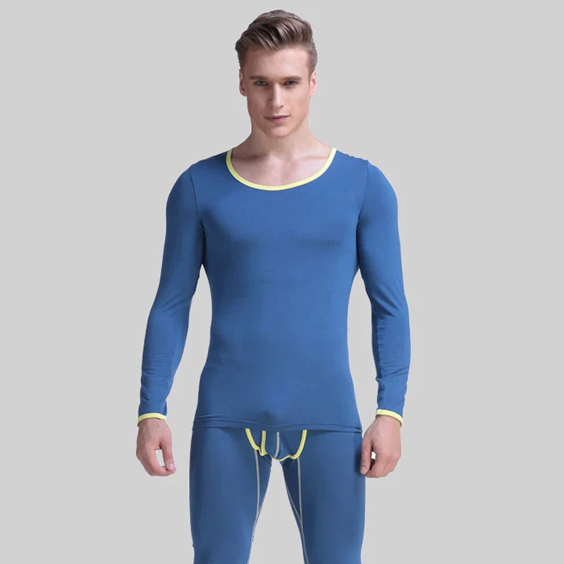 Men thin Model slim round neck base shirt long Johns youth warm suit underwear men