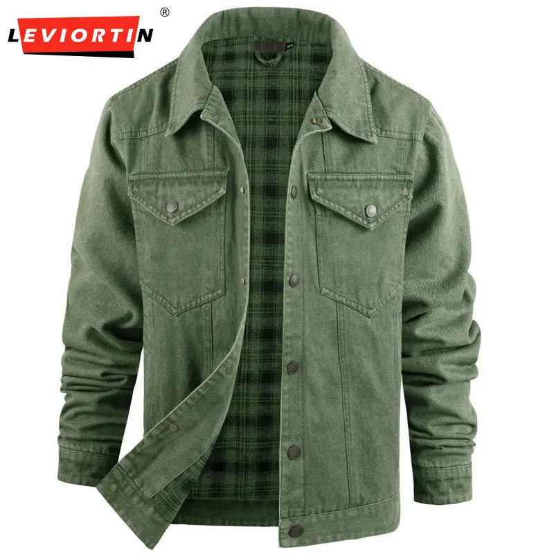 Men's Spring and Autumn Fashion Versatile Jacket Pure Cotton Casual Loose Collar Jacket High end Business workwear Top Coat