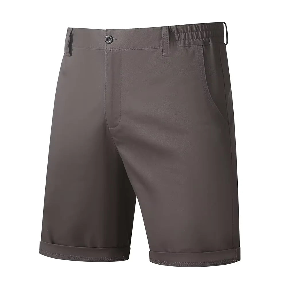 Men's Khaki Shorts Half Elastic Waist Breathable Lightweight Wrinkle Resistant Comfort Cotton Blend Casual Shorts For Beach
