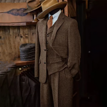 Men's Three-piece Suit Herringbone Pattern Single Breasted Slim Fit Suits for Men Suit Set Luxury 2025 Costumes Man Formal Suits