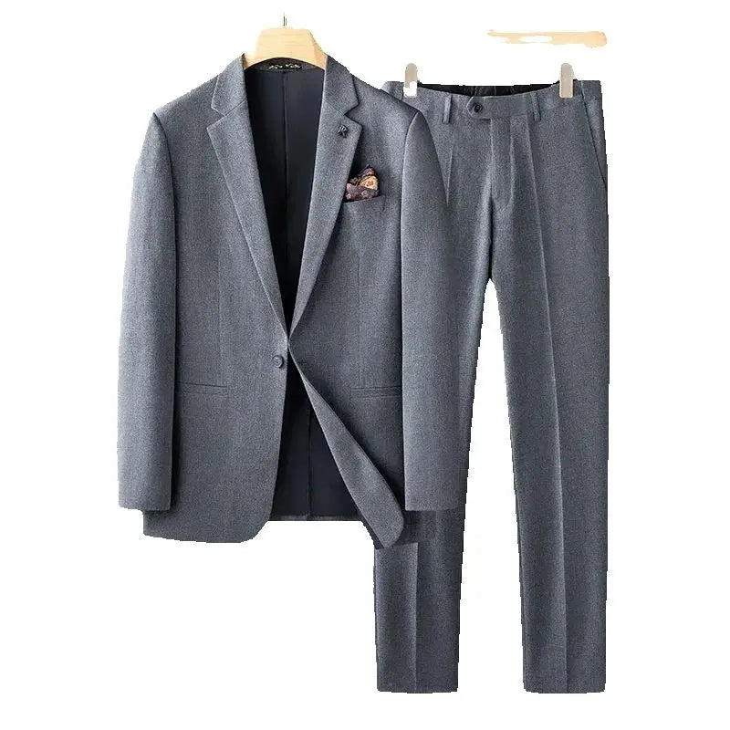 Two-piece High Quality Plus Size (suit + Trousers) Men's Suit Plus Fat Plus Fat Business Formal Wedding Loose Professional  Set