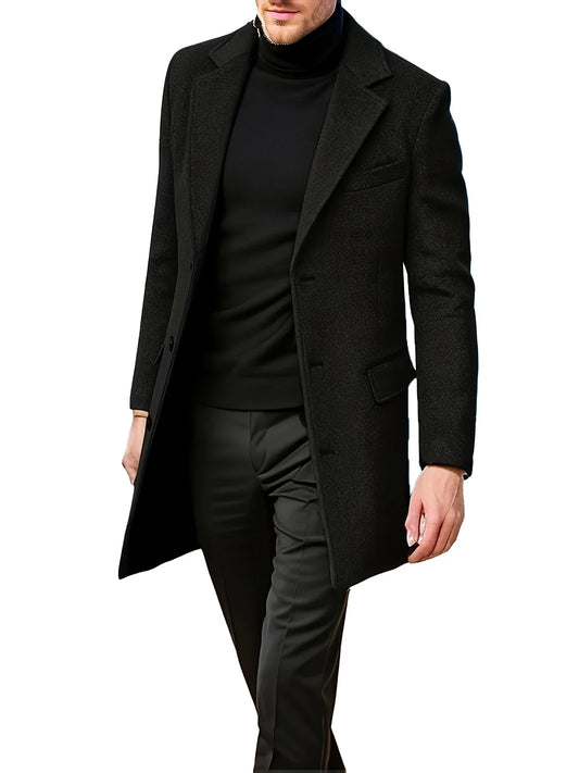 Autumn and winter men's casual woolen coat, British trend men's long sleeved woolen suit jacket