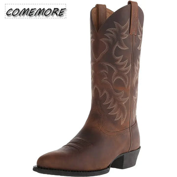 Men Mid-calf Boots Handmade Retro Western Cowboy Boots Leisure Casual Autumn Sneakers New Riding Shoes Zapatos Casuales Hombres