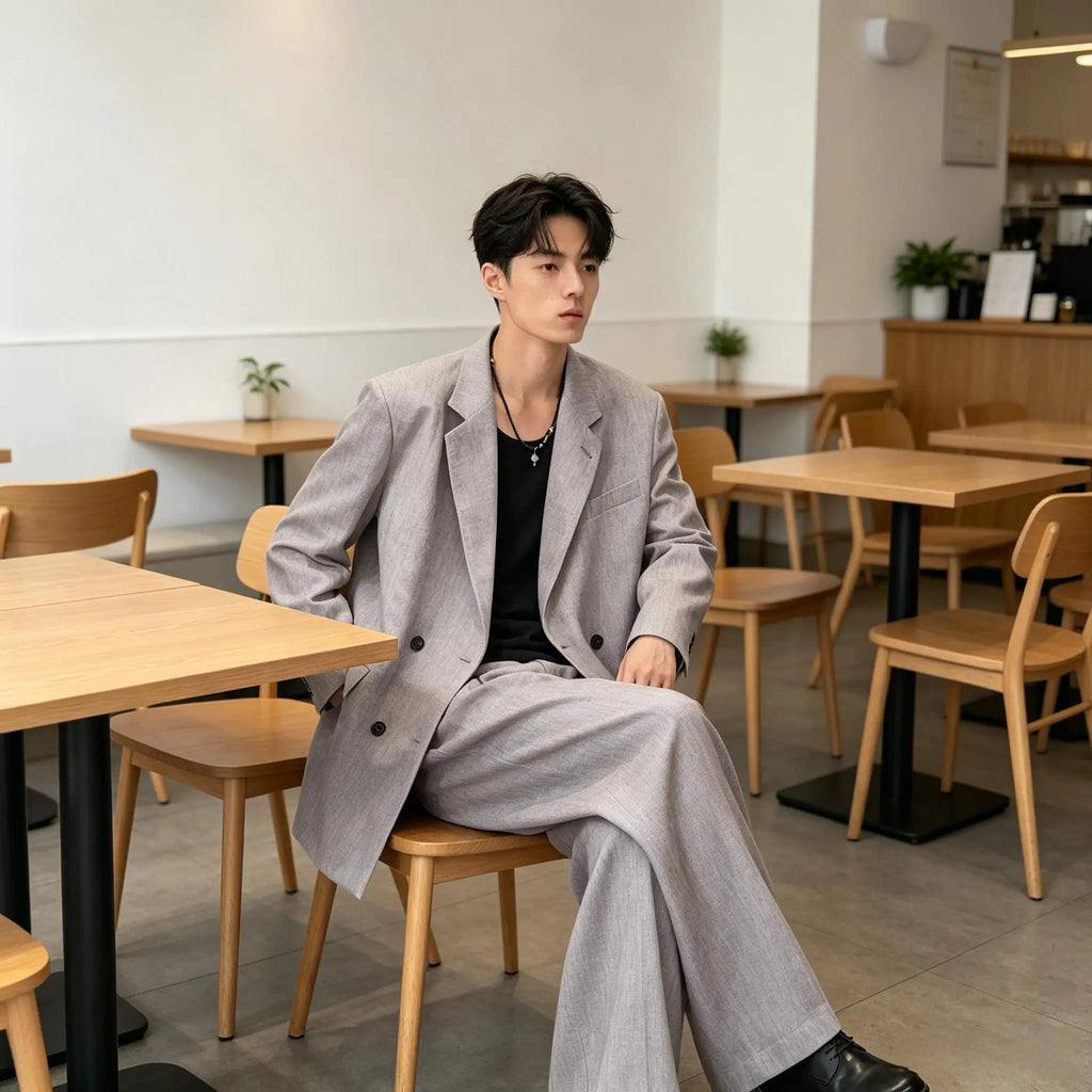 Men's Linen Suit 2-Piece Double Breasted Slim Fit Blazer Straight Leg Pants For Summer Casual Business Wedding Streetwear