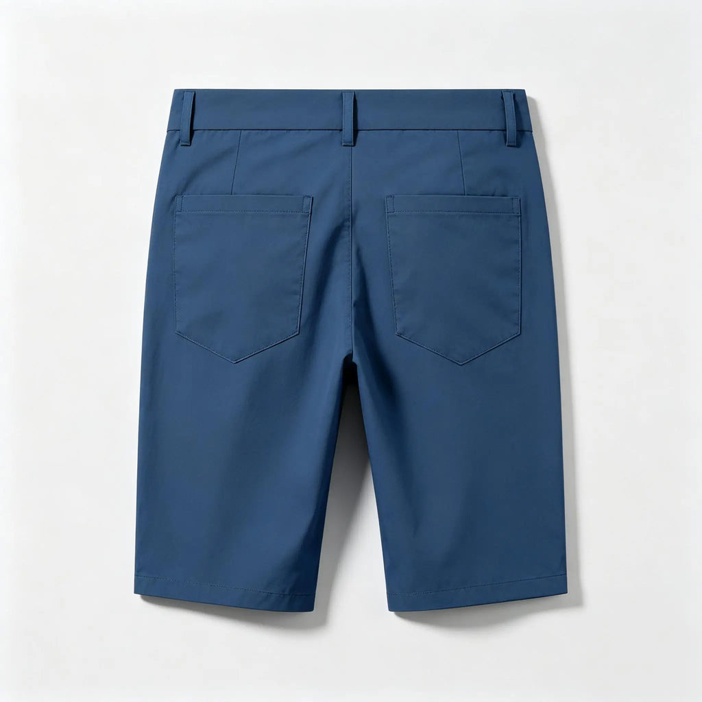 Men Cotton Solid Knee Length Bermuda Shorts Straight Chino Shorts Front Back Pockets Breathable Summer Beach Daily Casual Shorts