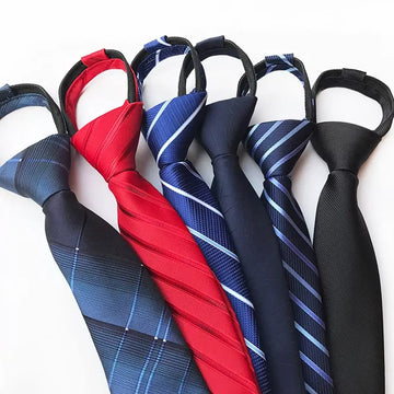 Zipper Ties For Men Pre-tied Neck Tie 8cm Top Quality Red Black Navy Blue Pre-tied Neckties Classic Man Zipper Gravatas Wedding