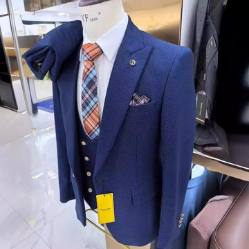 2024 High Quality (suit + Vest + Trousers) Men's Plaid Fashion Business Casual Formal Dress Work Wedding Groomsmen Dress Suit