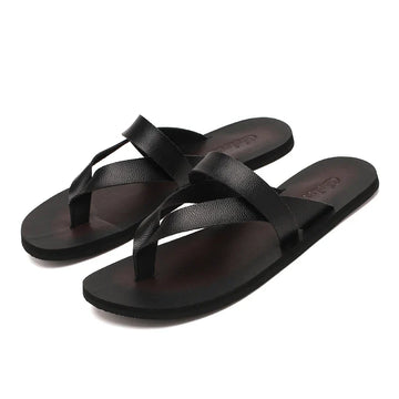 Size 39-47 New Italian Leather Flip-flops For Men Casual Cool Beach Summer Shoes Hotel Slippers Man Light Flats Luxe Men's Shoes