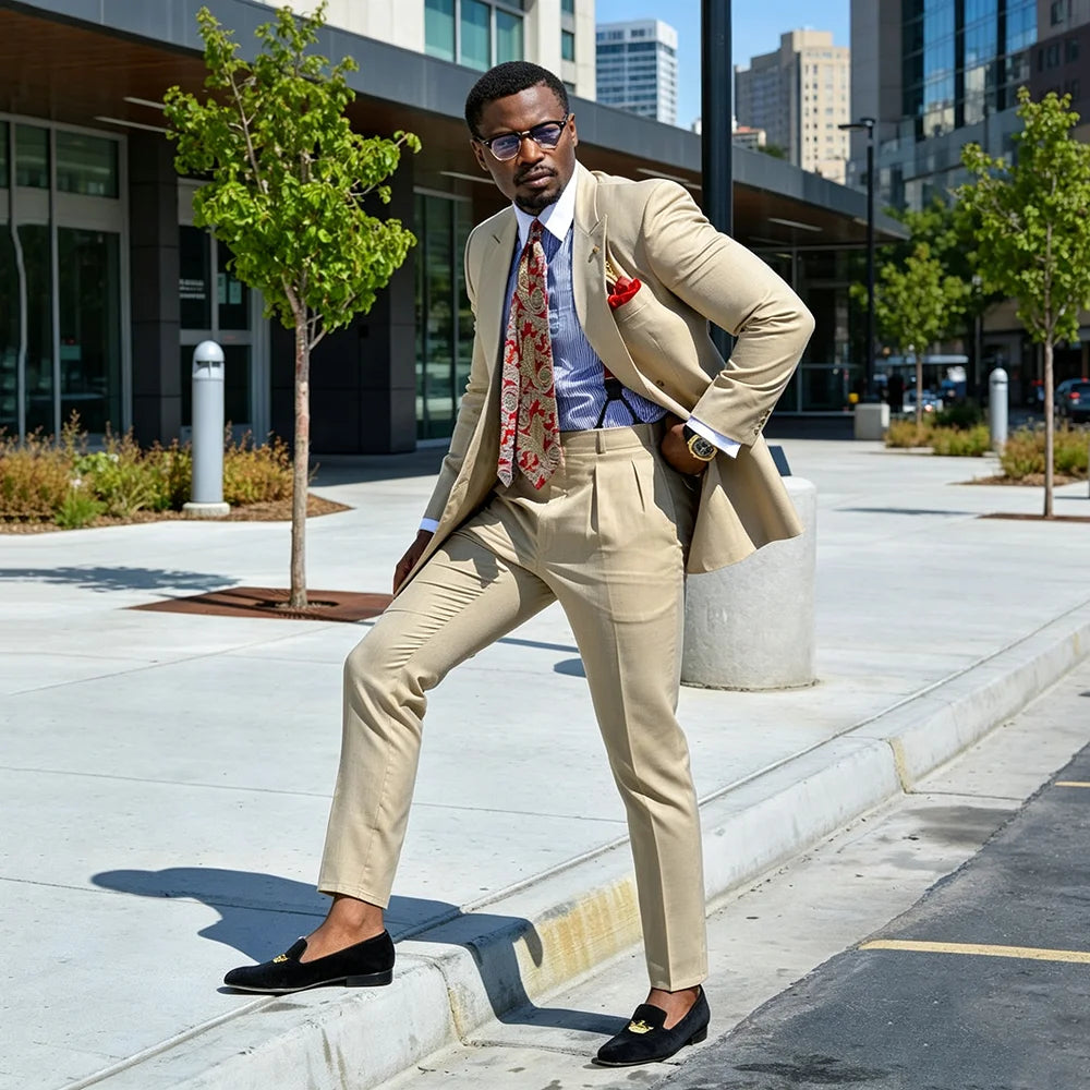 Customized Men's Suit 2 Piece Fashion Trousers Jacket+Pants Elegant Smoking Casual Suits for Wedding/Business Costumes Hommes
