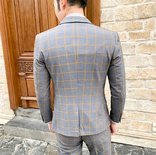 High Quality (suit + Trousers) British Style Casual Fashion Business Job Interview Wedding Dress Men's Slim Suit Two-piece Suit