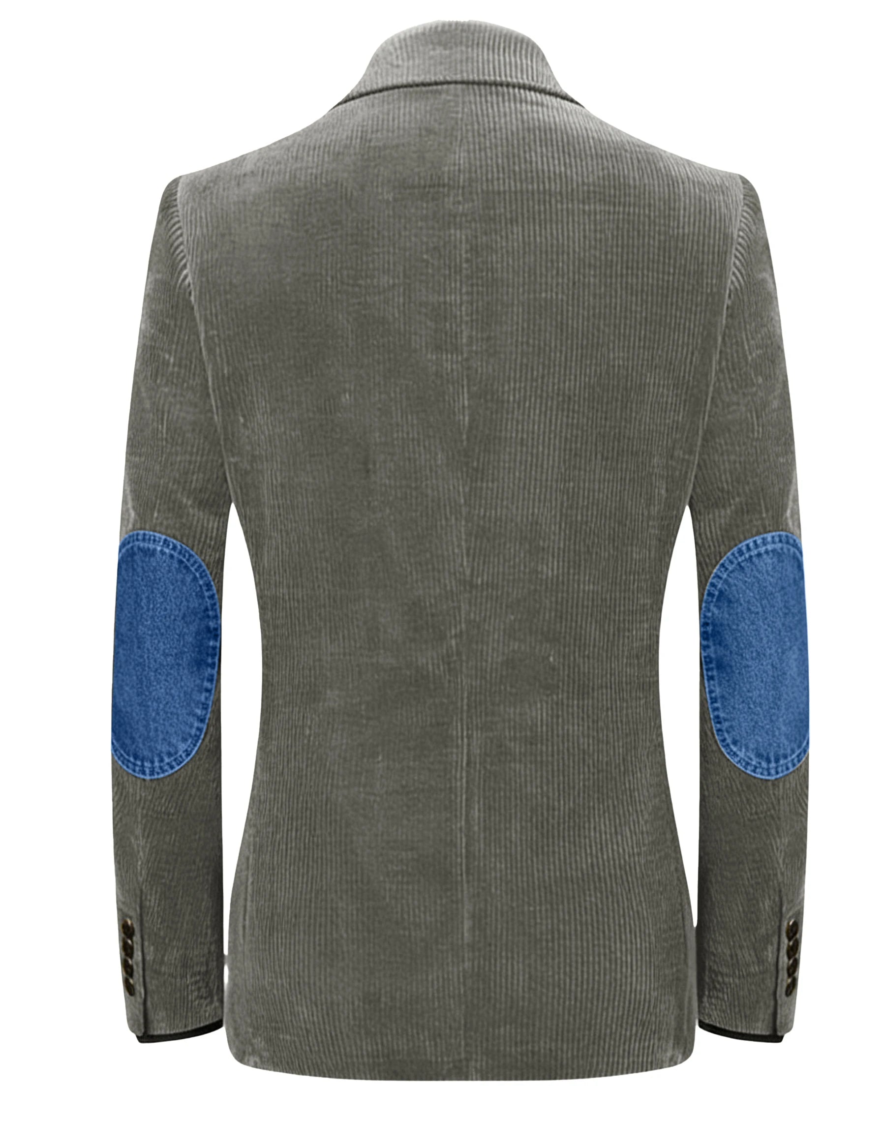 Vintage Men's Corduroy Blazer Jacket with Denim Elbow Patches Casual Business Notch Lapel Suit Sport Coats for Men Spring