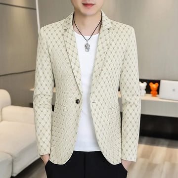 2024 Fashion Handsome Autumn High-grade Carved Suit Men's Suit Casual Personality Coat Plankton Handsome Suit Men  Blazer Men