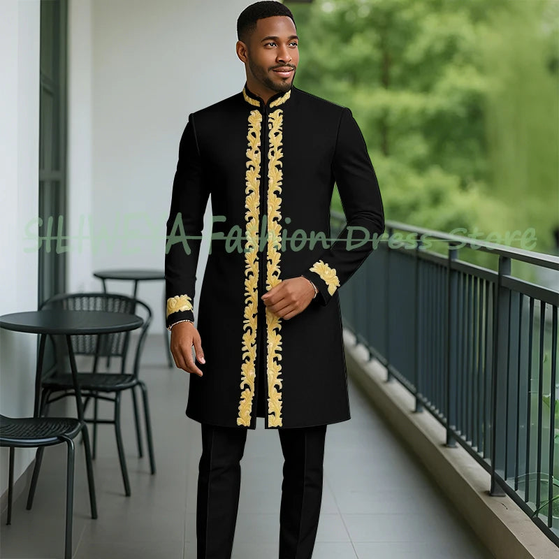High Quality Men Retro Figure Slim Fit Tuxedo Prom Suit Fashion White Male Groom Wedding 2 Pieces Blazer Set