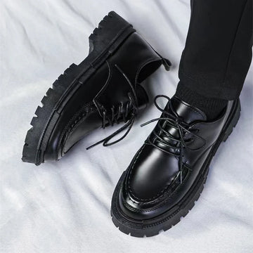 Thick Sole Formal Black Men Leather Shoes Luxury Brand Designer Platform Casual Shoes Wedding Dress Oxfords Shoes Men Work Shoes