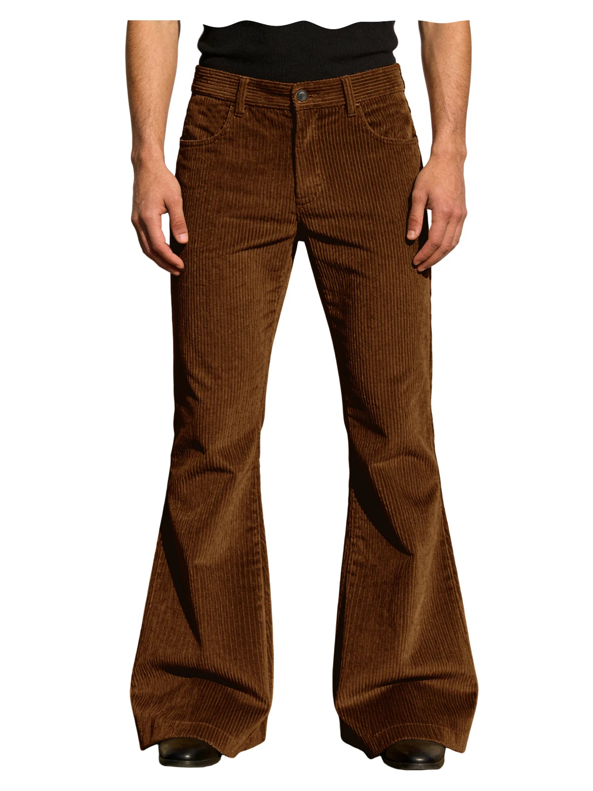 Men's Corduroy Flare Pants Vintage High Waist Bell Bottom Trousers Retro 70s Style Casual Pants for Daily Wear Streetwear