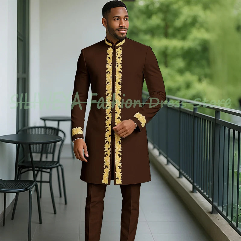 High Quality Men Retro Figure Slim Fit Tuxedo Prom Suit Fashion White Male Groom Wedding 2 Pieces Blazer Set