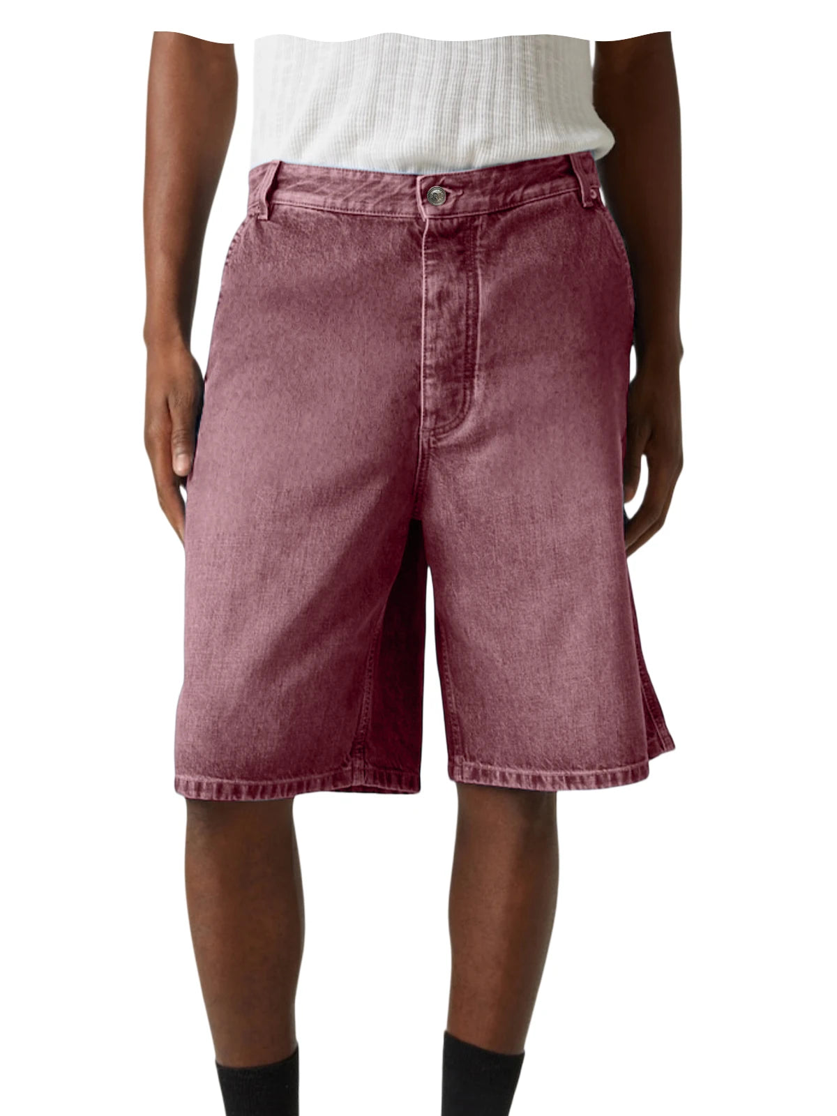 Men's Light Blue Denim Shorts Loose Fit Casual Straight Leg Jean Shorts Summer Breathable Cotton Denim Shorts for Daily Wear