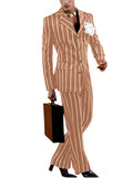 Men's Vintage Pinstripe 2 Piece Suit Set Double Breasted Peak Lapel Slim Fit Blazer Flared Pants Tuxedo For Wedding Prom